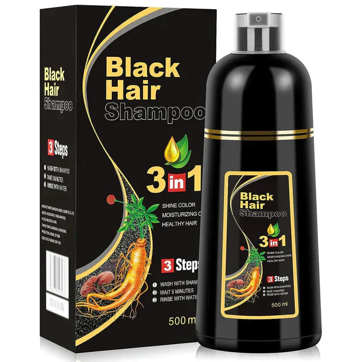 🎉500ML / Bottle🎁3-IN-1 BLACK HAIR DYE SHAMPOO (AYURVEDIC NO SIDE EFFECT)